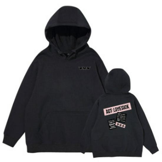 

2024 Hooded Sweatshirt with English Front and Back Print - Versatile, Casual Long Sleeve Top Large