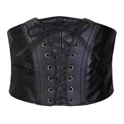 Korsett Schwarz Breite Gürtel für Frauen Pu Leder Punk Abnehmen Körper Gürtel Damen Elastische Hohe Taille Kummerbunds