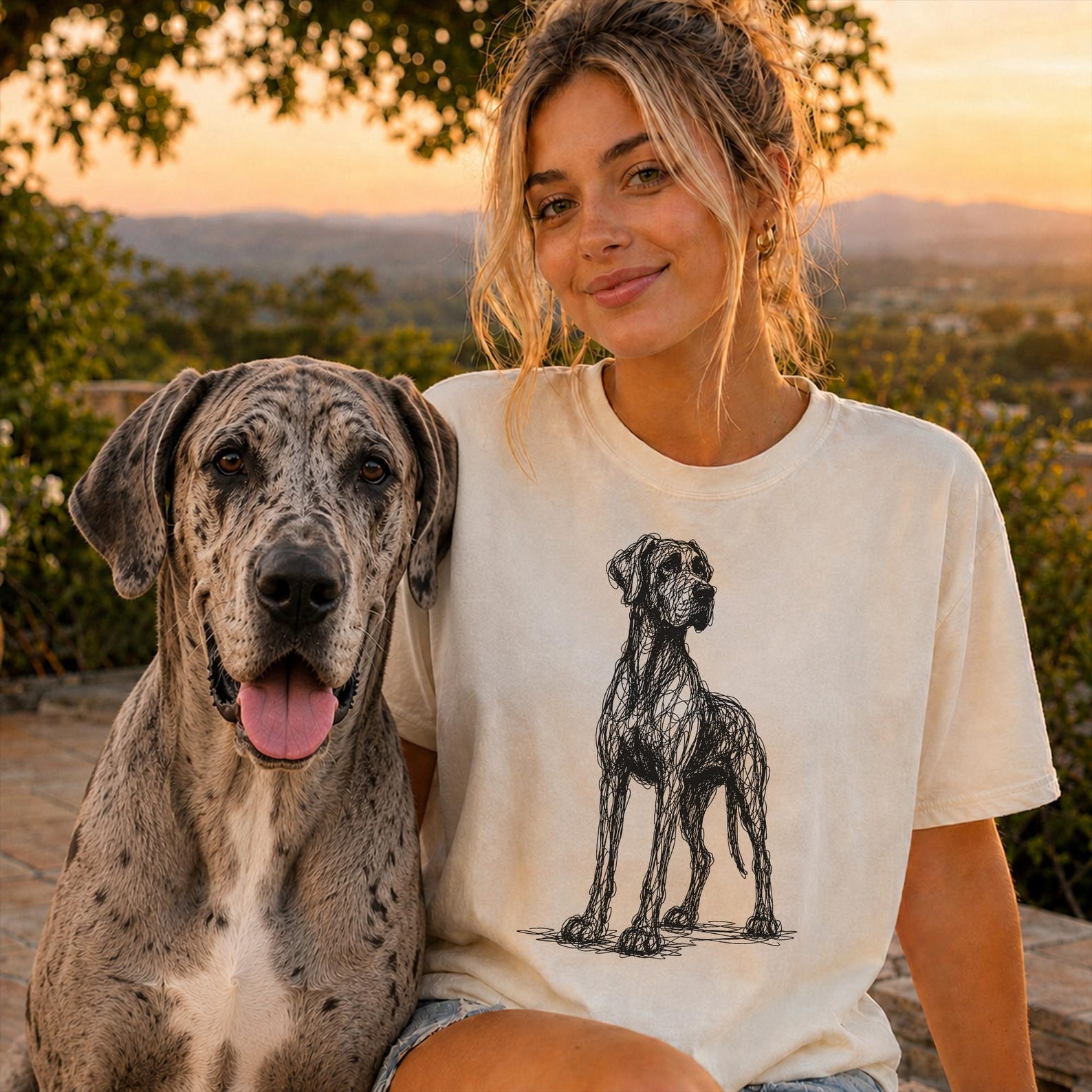 Great Dane Line Art Shirt, Minimalist Scribble Great Dane Sketch Tee, Abstract Dog T-Shirt, Great Dane Mom Gift, Artsy Dog Tee 2XL