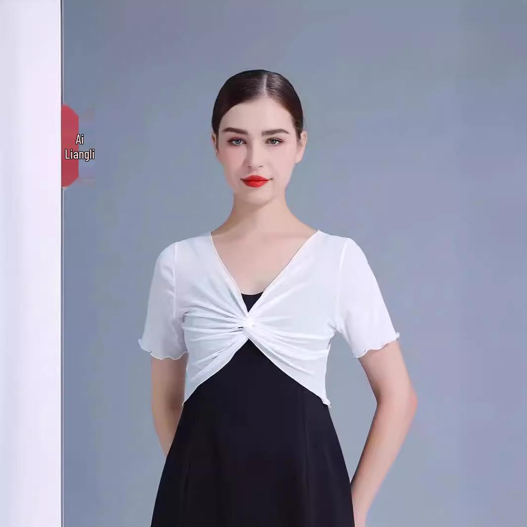 

Летняя шаль во французском стиле: Сетчатый кардиган для защиты от солнца для платьев - Топ-жилет с коротким рукавом One Size 80-130 белый