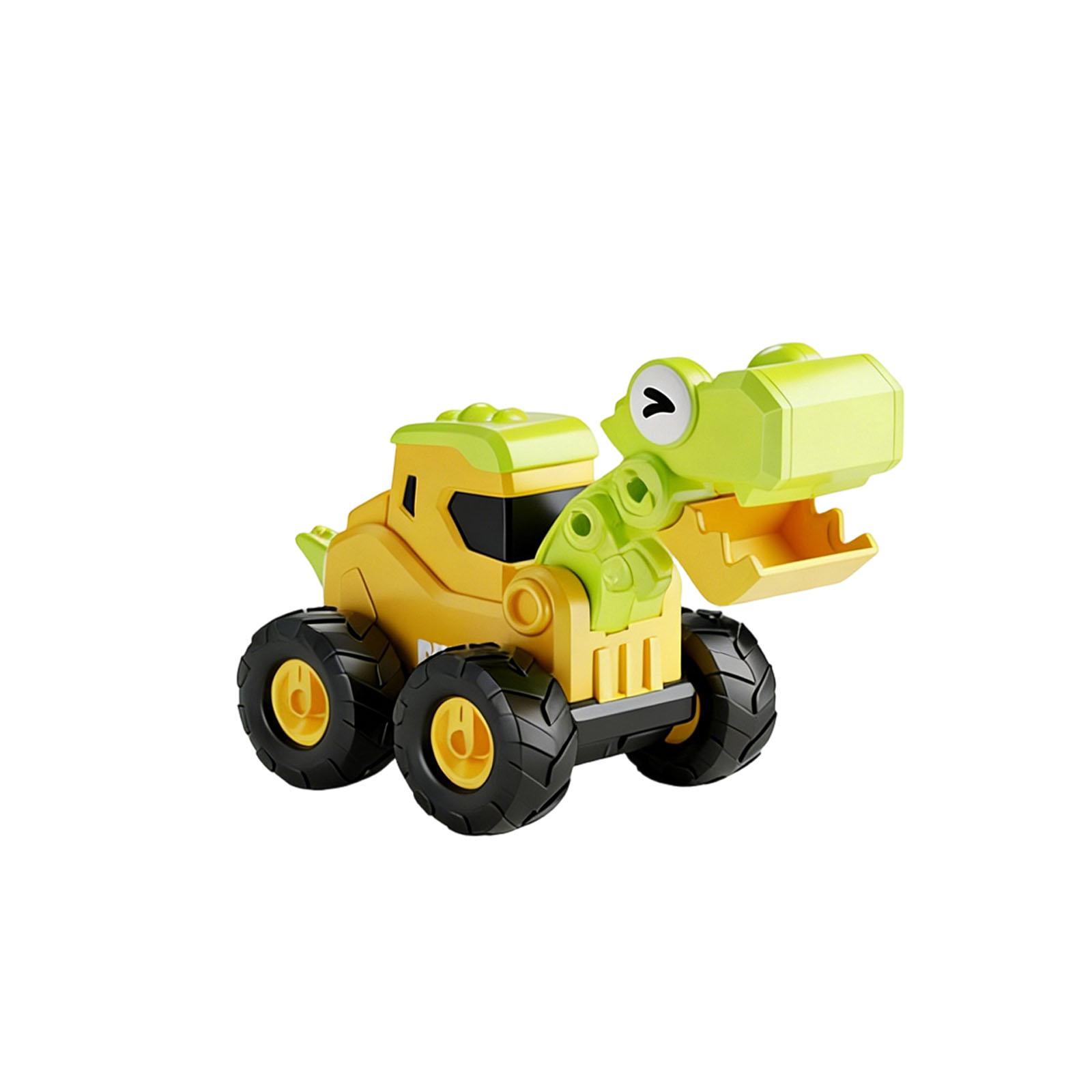 Children s Press-to-Press Dinosaur Construction Vehicle Excavator Set Toy Car зелёный