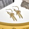 New Luxury Fashion Bowknot Earrings Retro Soft Versatile Gold Color Tassel Stud Earring Jewelry For Daily Wear By Women Gifts