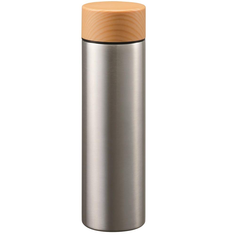Gowell Mug Stylish Wood Grain Direct Stainless Steel Vacuum Hot Cold Bottle, Cap, Drinking, Thermos, Bottle, Insulated, & Insulated, Large, 450ml,
