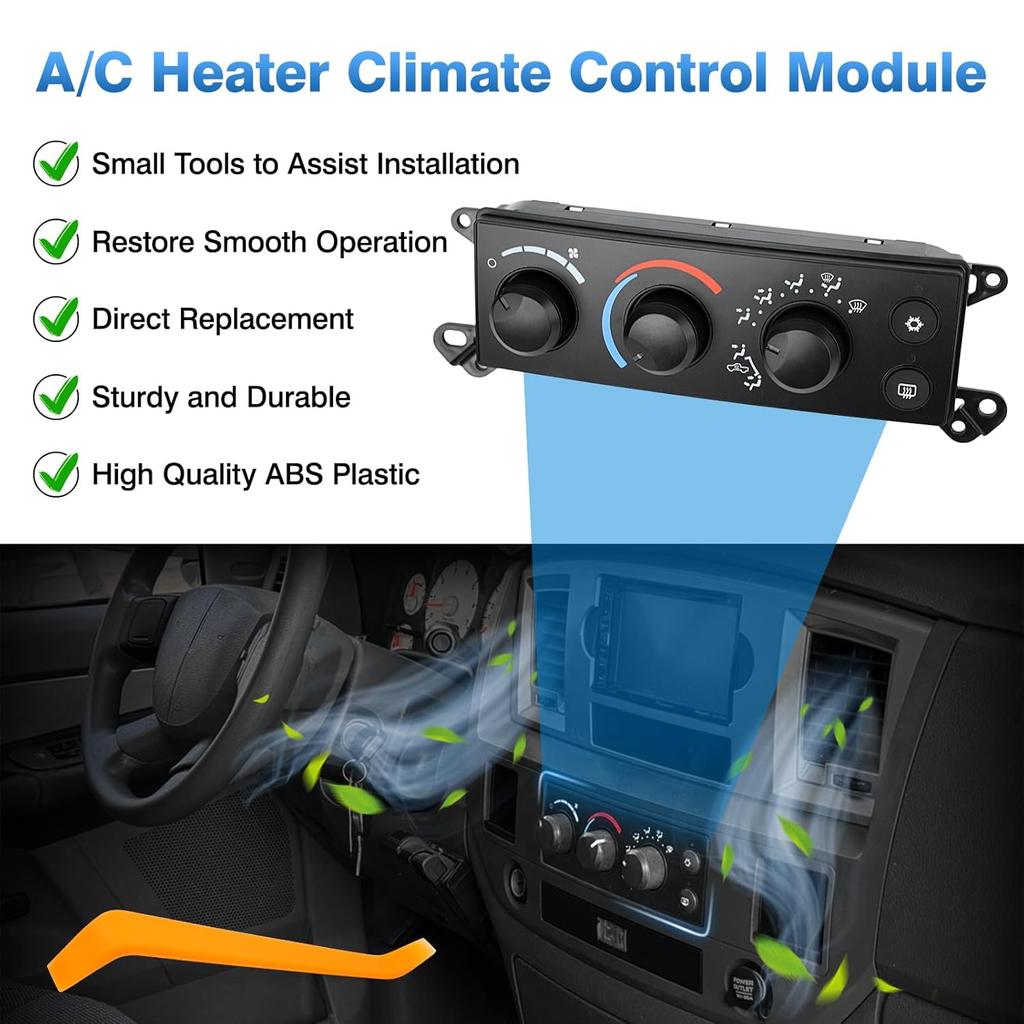 TOP-MAX A/C Heater Climate Control Panel Compatible with 2006-2008 Dodge Ram 1500 2500 3500 2008-2011 Dodge Dakota, Air Conditioning Control Module