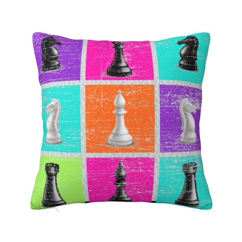Custom Chess Club Seven Cushion Cover 45x45cm Chessboard Game Chess Piece Soft Modern Pillows for Sofa