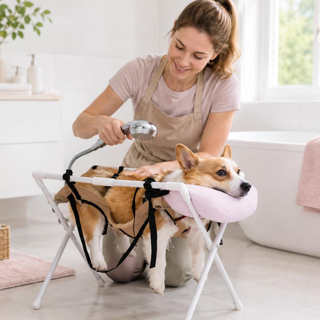 Detachable pet bathing and grooming with pillow (pillow color is random)