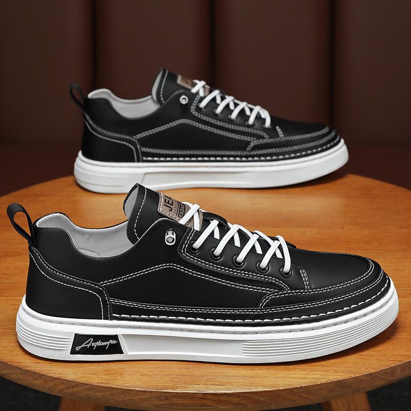 Men's Breathable White Sneakers - Korean Style Casual Flats