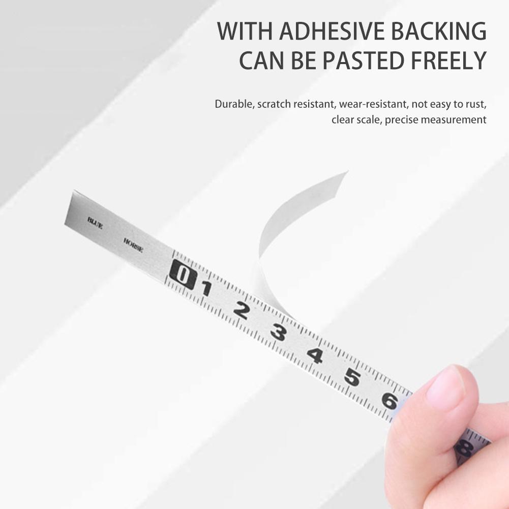Self-Adhesive Stainless Steel Workbench Ruler Tape Desk Steel Flexible Scale Sticker Adhesive Tape Measure DIY Improvement Tool