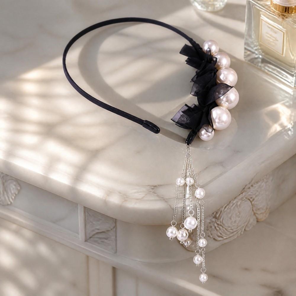 Elegant Women's Headwear Fake Pearls Pearl Fringe Hair Bands Wedding Hairpiece