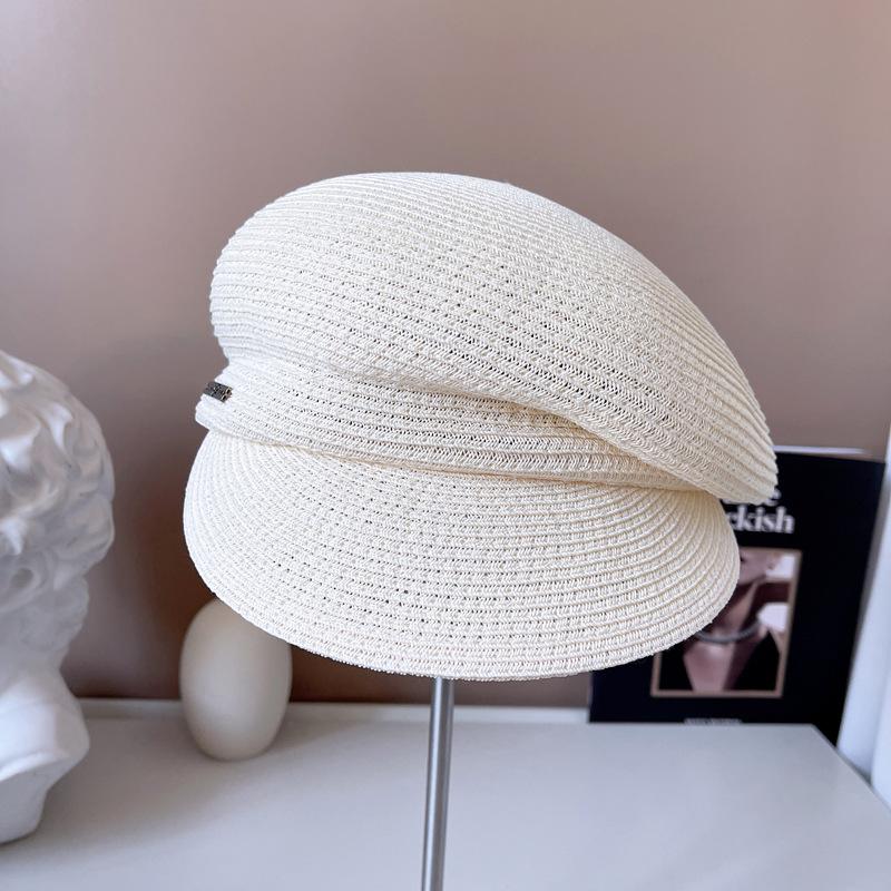 Japon yıldızı aynı kapaklı kadın moda düzensiz güneş koruyucu hasır şapka gazeteci şapkası rahat şövalye şapkası