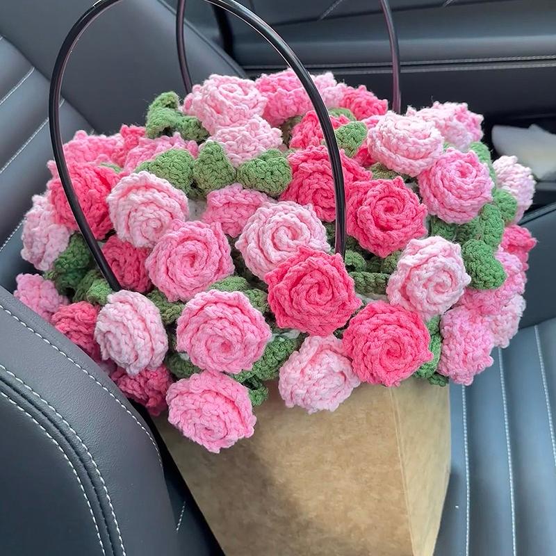 Hand Woven Blanket Crochet Rose Blanket Decorative Sofa Cover Valentine's Day Birthday Gifts for Women Tapestry Manta De Rosas