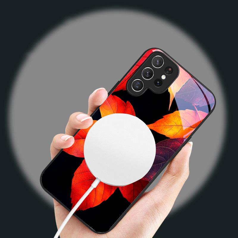 Small Pebble Flowers Suitable For Samsung Galaxy S25 Ultra S20 FE S21 S22+ S23 Plus S24 S26 Edge Magnetism Glass Phone Casee