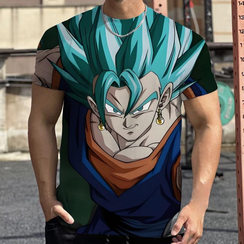 2026 Summer Dragon Ball Retro Fitness T-shirt Men's Oversized 3D Printed Short-sleeved Family Unisex Children's Sports Shirt