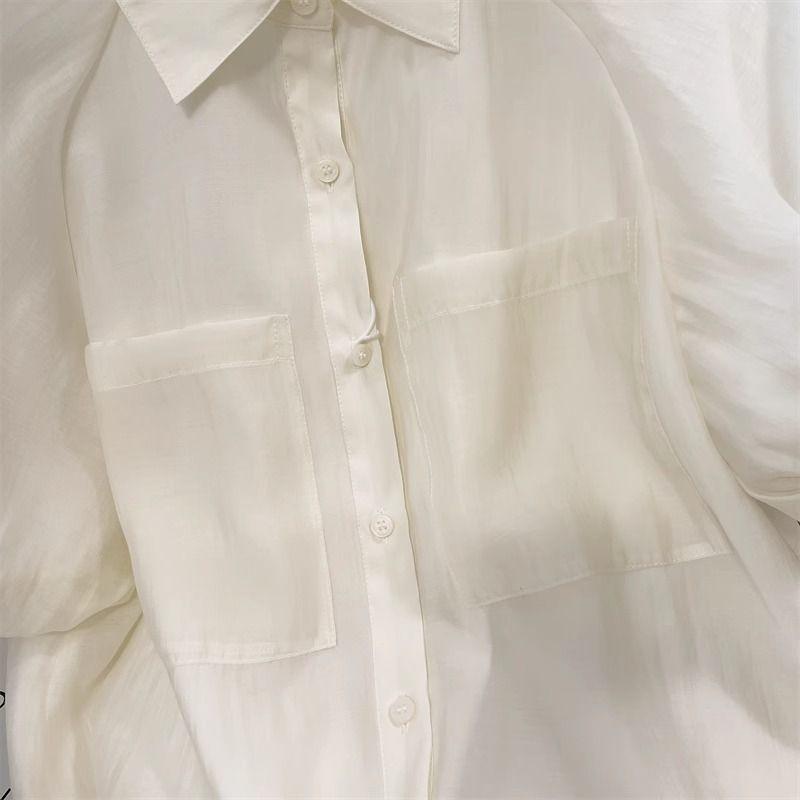 French Retro Puff Sleeve Chiffon Shirt for Women in Summer New Loose Short-sleeved Top