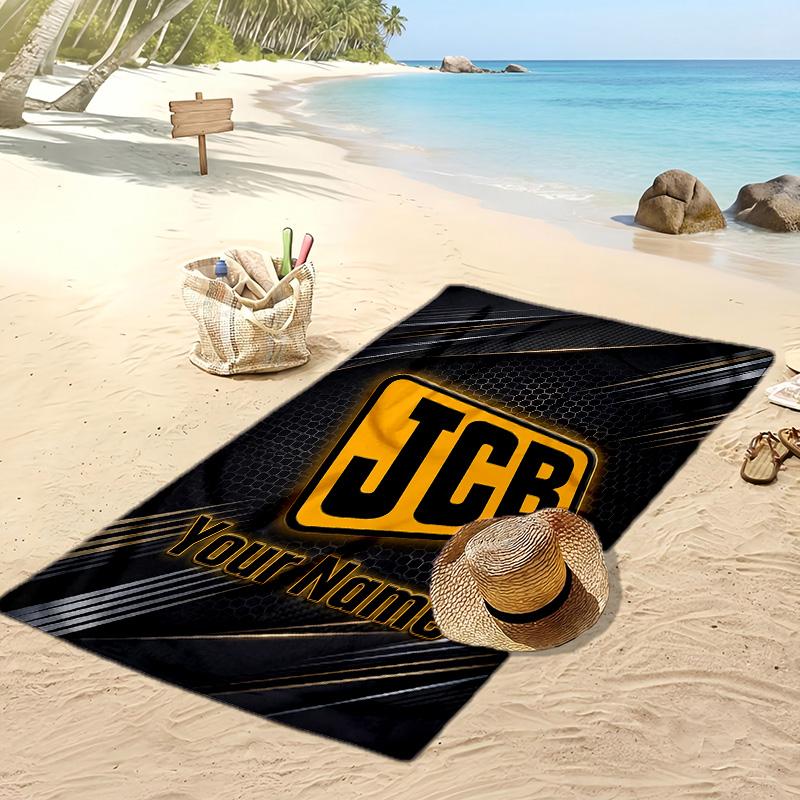 JCB Custom Beach Towel, Print Your Name Text Lightweight Absorbent Towel for Swimming Travel