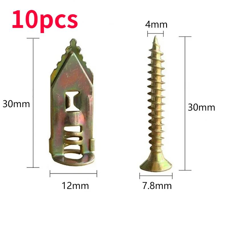 10/50/100Pcs Self Tapping Screws Self Drilling Anchors Screws Drywall Anchors Easy Application for Gypsum Plasterboard Dowel 12x30mm
