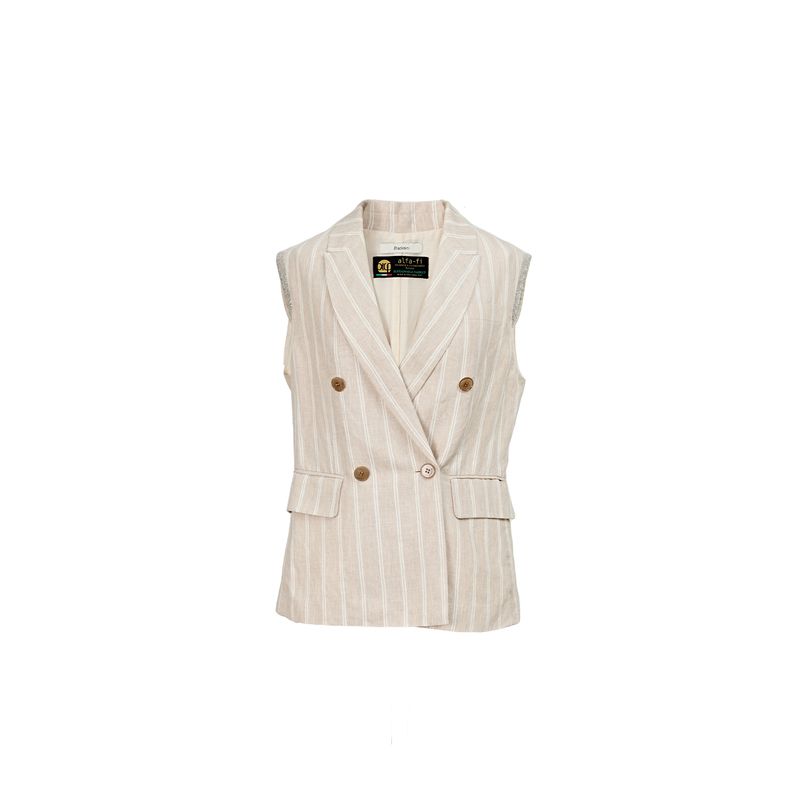 Blacknini "City Suit" Italian Alfafi Linen Old Money Stripes Suit/Vest/Pants