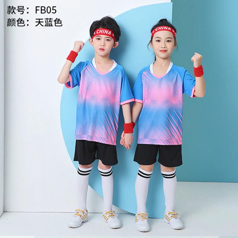Kids Soccer Uniform Set Gradient Print Performance Jersey Short Sleeve Kit Training Match