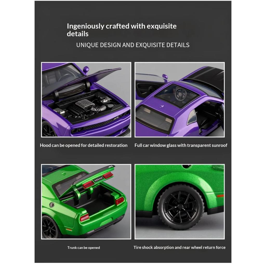1/32 Dodge Challenger SRT Car Model Alloy Die-cast Simulation Hellcat Muscle Sports Car Model Boy Toy Car Holiday Birthday Gift