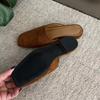 Fashion 2025 New Summer Suede Low Heels Slippers Women Square Toe Leather Casual Slippers Female Daily Walk Slippers Mules Sandals