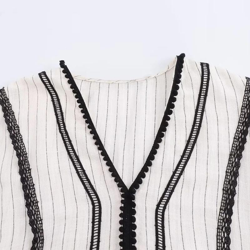 Losgebreide Patchwork Lange Jurken Vrouwen Elegant V-hals Lange Mouw Ruches Split Jurk Herfst Dame Casual Vakantie Robe