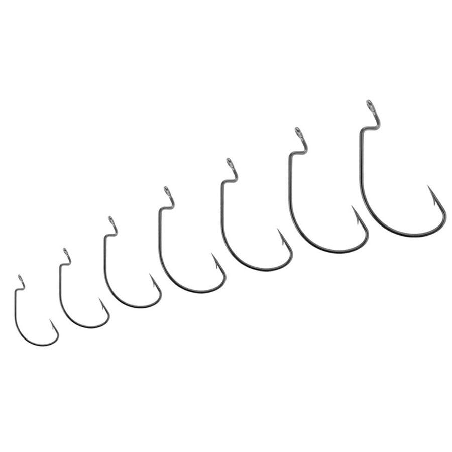 50pcs High Carbon Steel Crank Offset Fishing Hooks for soft Worm Baits Barbed Sharp Hook Big Wide Gap Crank Hook 7 Size Fishhook 260319