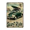 Surf Ride Tin Sign Retro Vintage Car Beach Waves Poster Metal Wall Decor   for Garage Bar Man Cave Surf Theme Home Artwork Gift