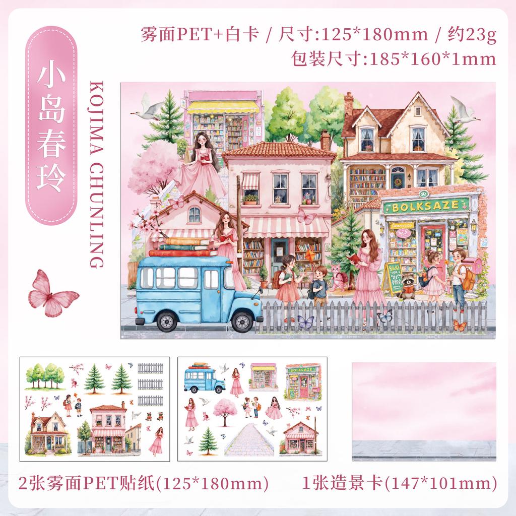 3 Pcs Four Seasons Scenery PET Die Cut Sticker Pack Handmade Scrapbook Diary Stickers Decorative Aesthetic Stationery Supplies