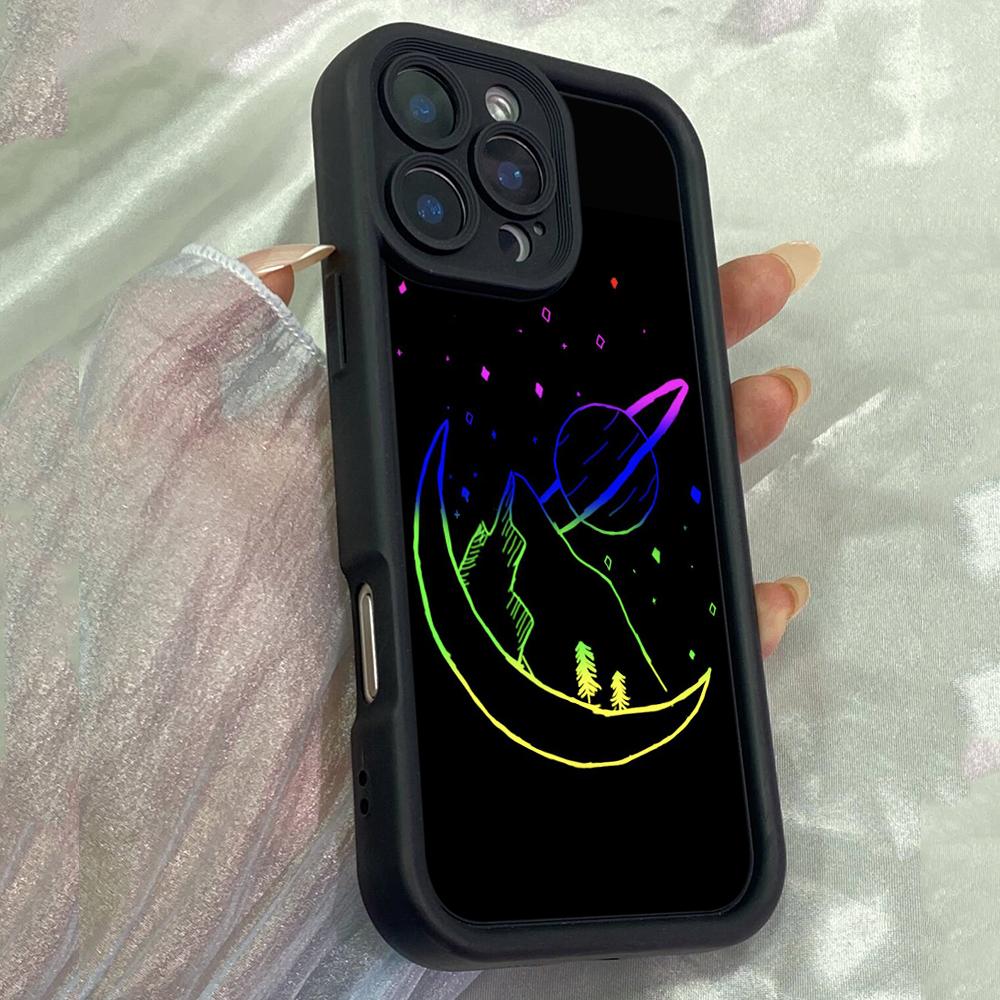 JT182 Colorful Moon sky for iPhone 17 16 15 Pro Max Samsung S26 S25 Ultra A17 A16 A07 A56 Xiaomi 15T Redmi 15c 14C Soft TPU Case