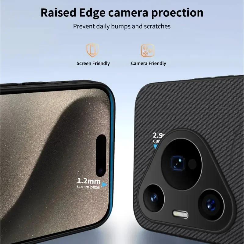 Carbon Fiber Texture Phone Case For Huawei Pura 70 Pro Magnetic Wireless Charging Shockproof Matte Silicone Soft Back Cover Case