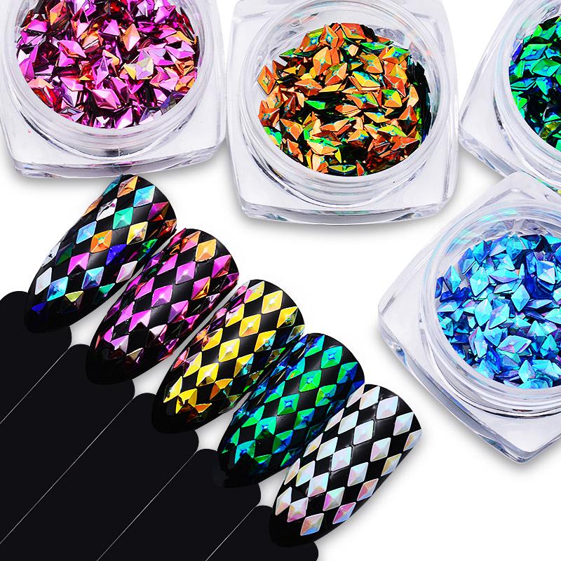 Buy Laser Rhombus Glitter Sequins Paillettes Flakes Mixed Diamond Nail