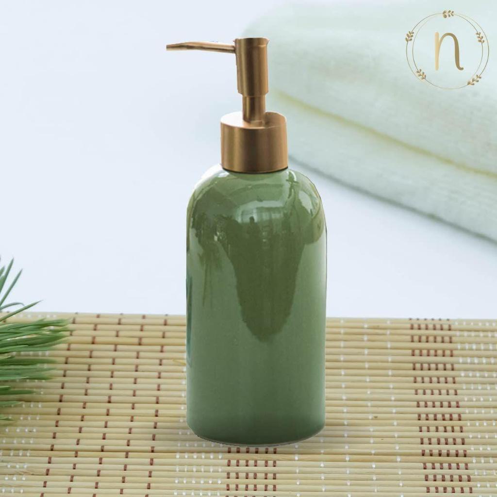 Ceramic Liquid Soap Dispenser for Bathroom (420 Ml) - Handwash Dispneser Bottle with Pump for Kitchen - Liquid Soap Dispenser for Wash Basin