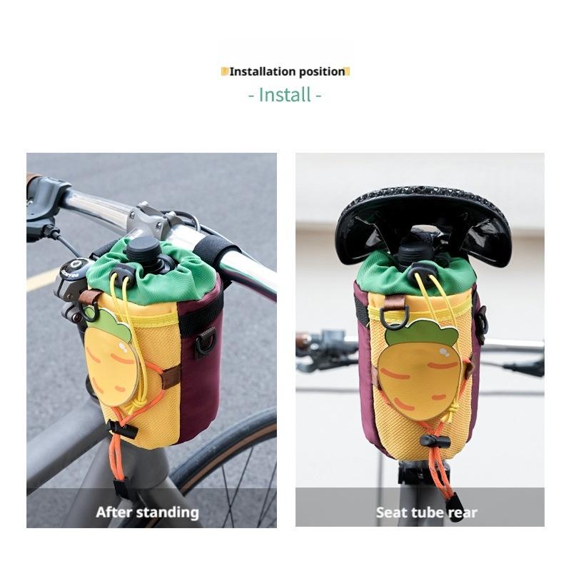 Bicycle Cartoon Water Bottle Holder Front Bag For Mountain/road Bike Handlebar Mounted Water Bottle Cup Storage Bag Cycling Gear
