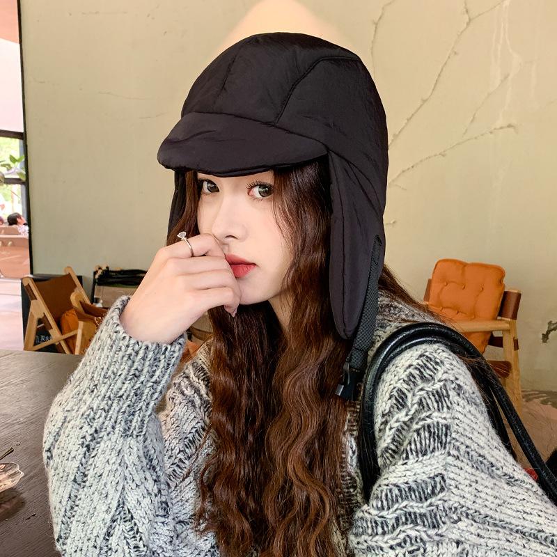 Korean New Sweet and Cool Ins Hat Women's Down Plus Down Lei Feng Hat Winter Warm Cold Hat Riding Ear Protection Hat