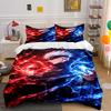 Anime Pattern Red and Blue Energy Bedding Set Bedding set (1 duvet cover, 2 pillowcases, duvet not included)
