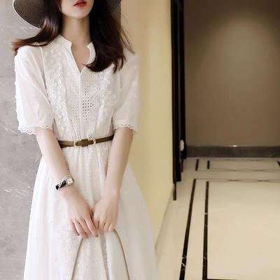 Dress Women's Clothing New Trendy Girl Spring and Summer Waist Hollow Skirt