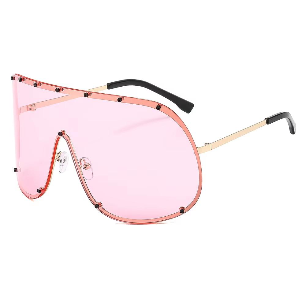 Attractive Glasses Men's Black Polarized Oversized Sunglasses Wo For Vintage Sun Glasses Punk Metal Rivet Popular Windproof Eyeglasses Uv400