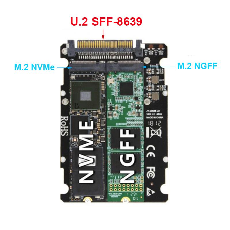OULLX M.2 NVMe NGFF Dual Protocol To U.2 SFF-8639 High Speed Hard Disk Case Inline SSD Solid State External M.2 Board Adapter