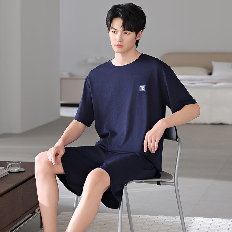 Dad pajamas men's summer thin short-sleeved shorts Modal cotton and silk loungewear summer fattened plus size set