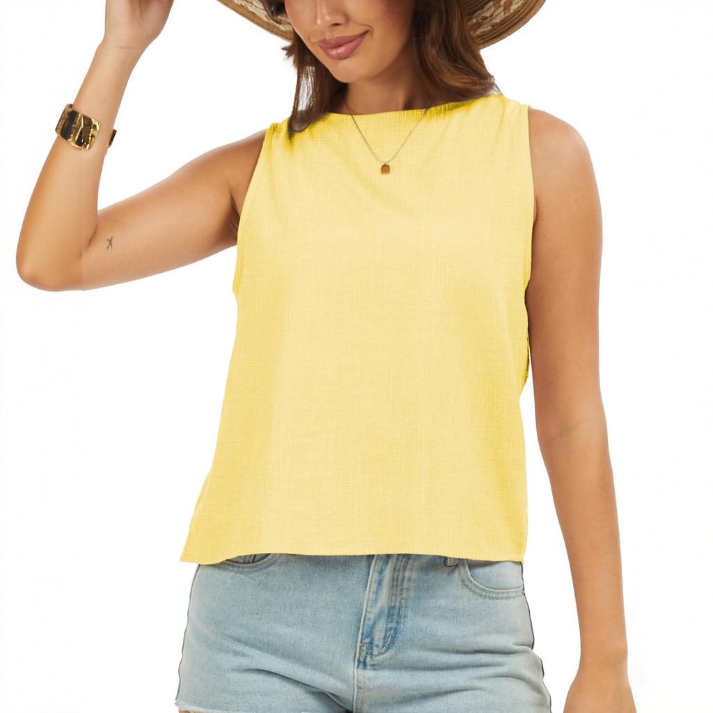 Women's Sleeveless Casual Tank Top Relaxed Fit Crew Neck Lightweight Blouse for Summer Daily Wear