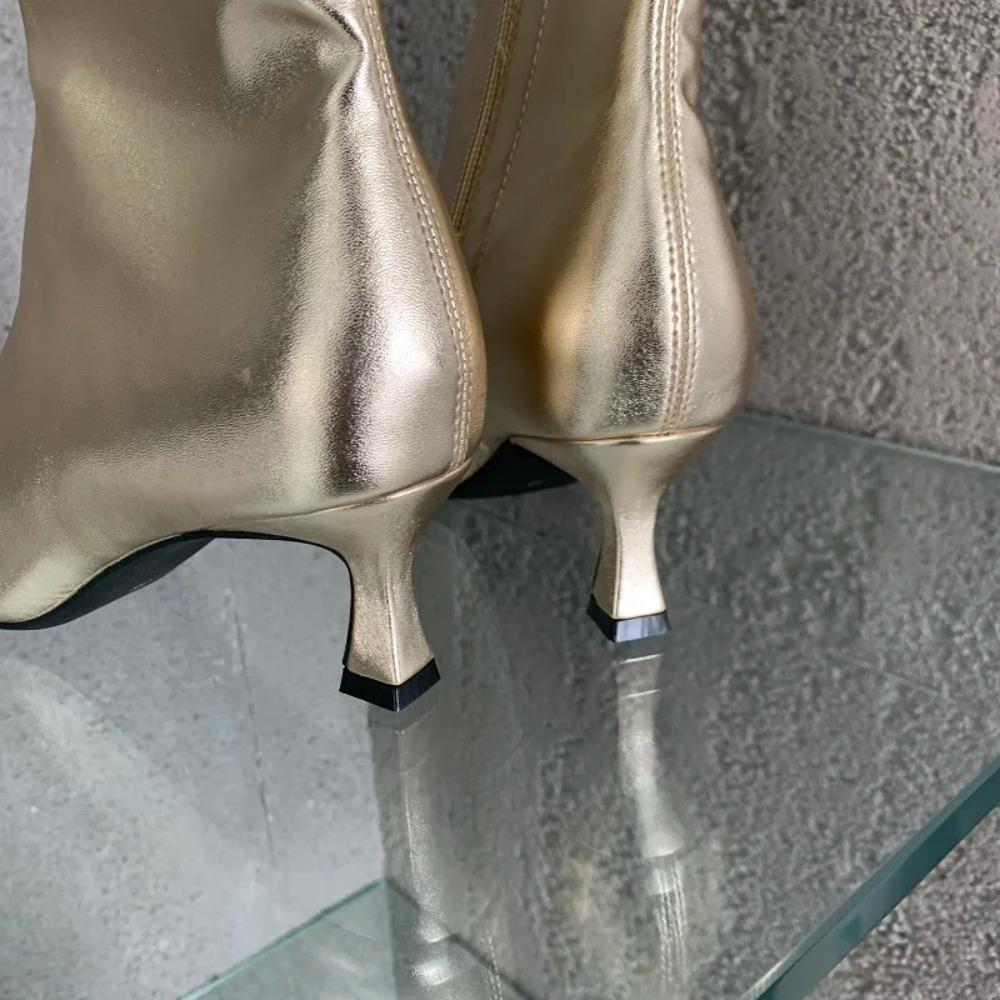 Spring New Pointed Toe Women Ankle Boots Ladies Eelgant Thin Low Heel Chelsea Shoes Soft Leather Short Boots Size 35-41