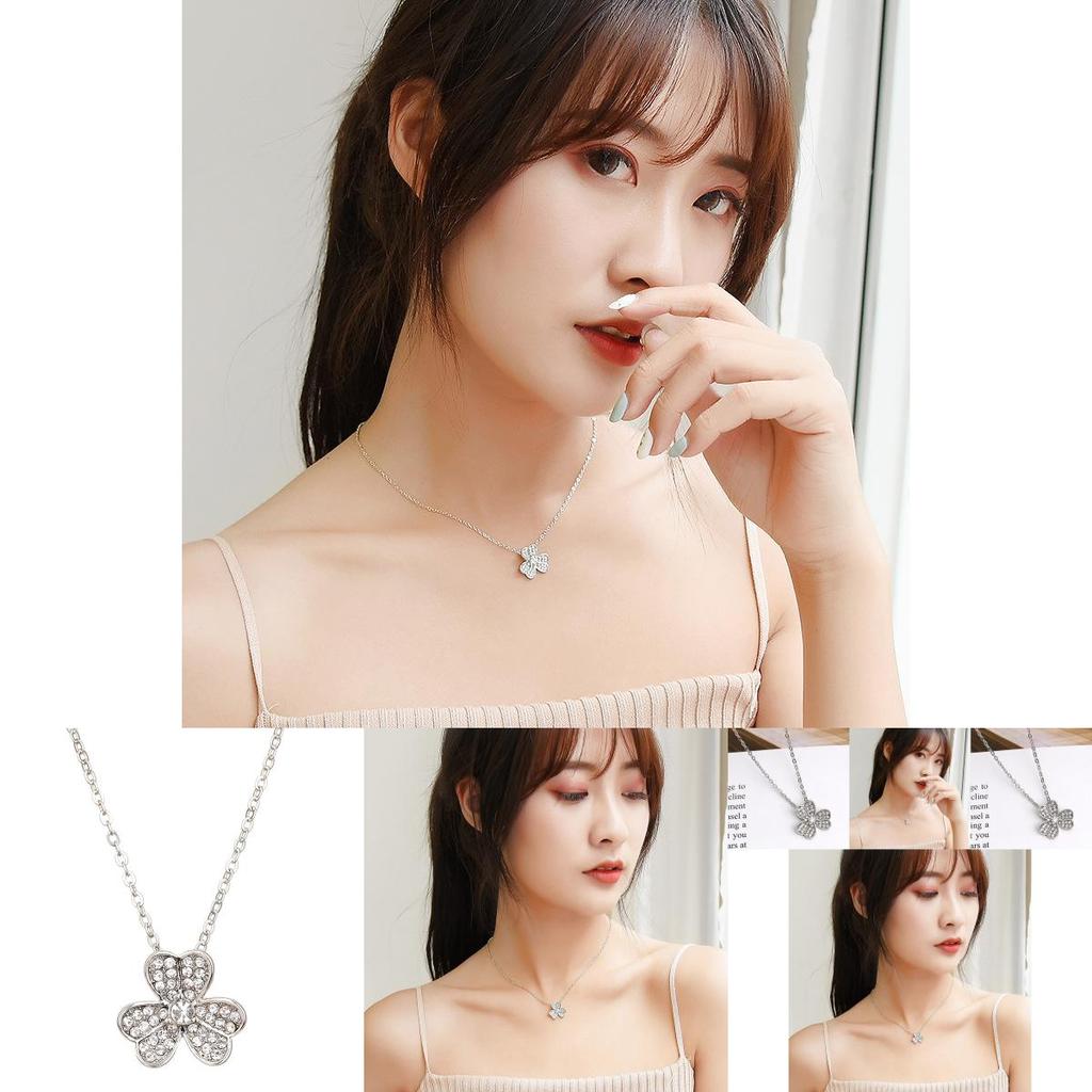 Elegancki naszyjnik z koniczynką i błyszczącym wisiorkiem z cyrkonii dla kobiet Stylowa biżuteria