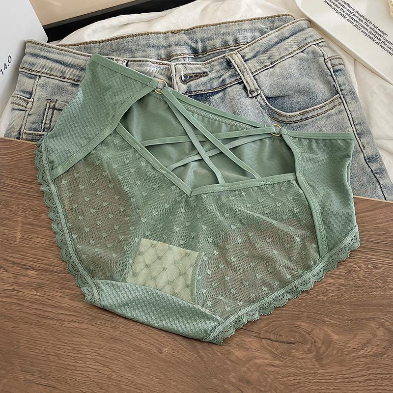Lace Women's Underwear Sexy Hollow Out Thin Breathable Elastic Ice Full Transparent Mesh Pants