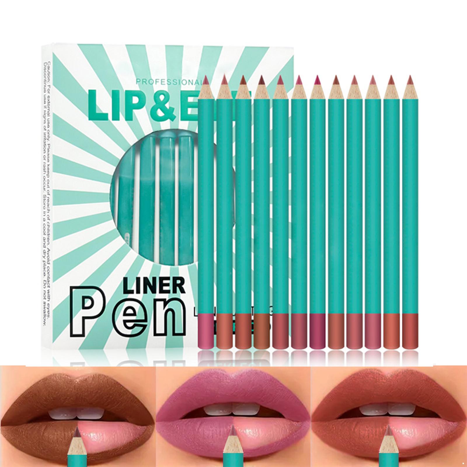 

12 Pcs Per Box, Mixed Shade Matte Lip Pencil Set – Creamy Texture, Highly Pigmented, Long Wear Makeup Pen for Lips One Size