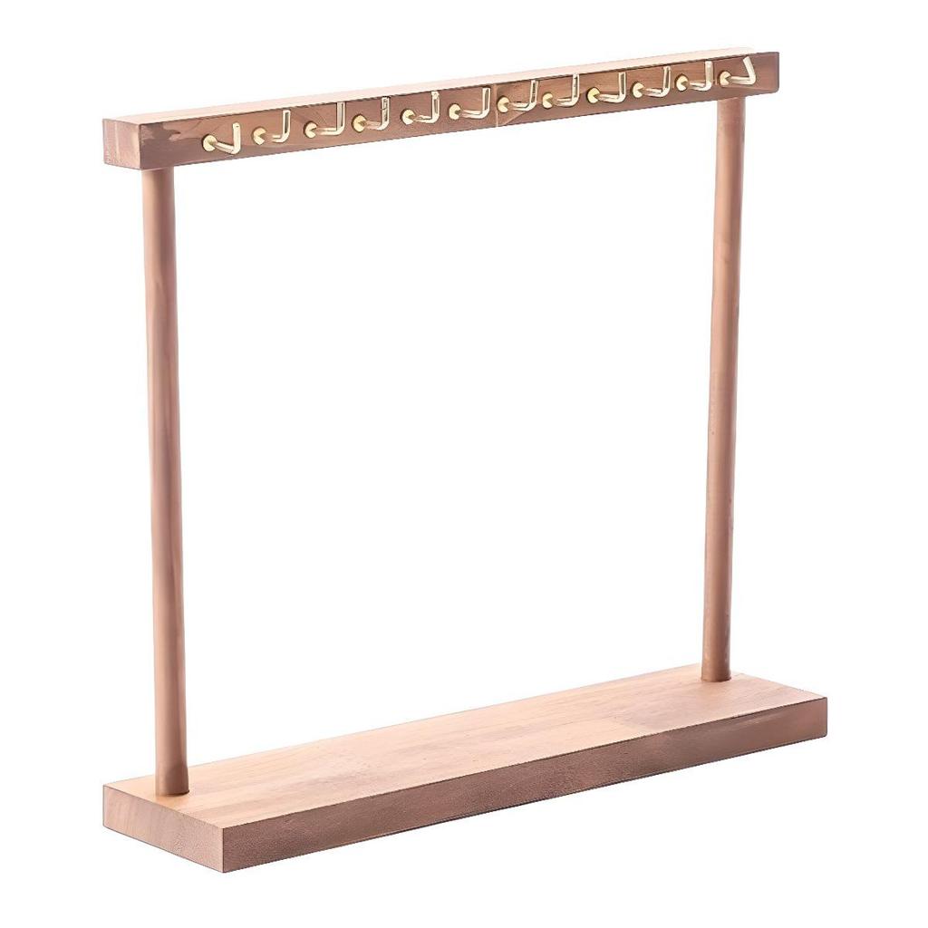 Solid Wood Retro Walnut Necklace Display Stand - Luxury Jewelry Storage for Live Room & Window Display