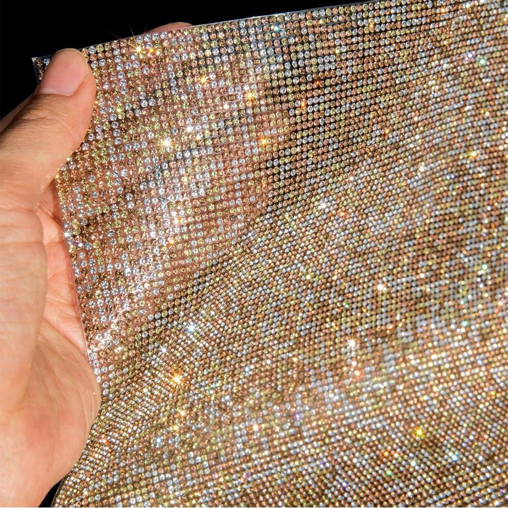 Bling Rhinestone Sticker DIY Car Decoration Stickers Self-Adhesive Hotfix Glitter Crystal Gem Sheet Sticker for Car&Craft Decor