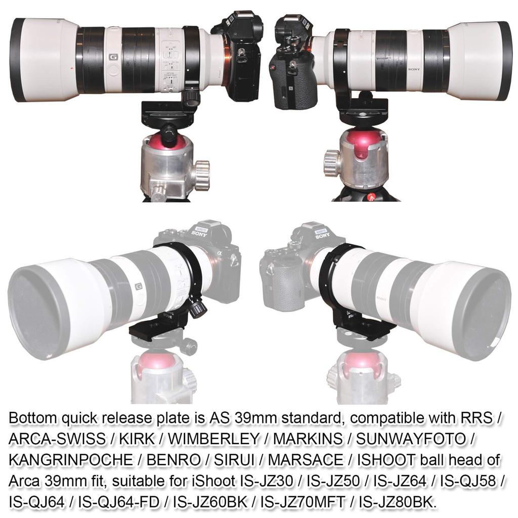 Metal Lens Support Collar Tripod Mount Ring for Sony FE 70-200mm f/4 G OSS SEL70200G - Bottom is a Camera Quick Release Plate