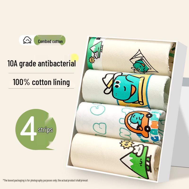 Children's Class A Pure Cotton Boxer Briefs, Antibacterial, 100% Cotton Crotch