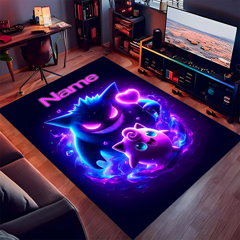Custom Personalization Pokémon Gengar Print Area Rug - Soft, Washable Non-Slip Indoor Mat,Living Room,Home&Office Decorative Rug