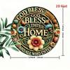 Vintage Metal Poster Bless This Home Retro Sign 8x8 Inch Tin Sign for Kitchen Bar Wall Decor